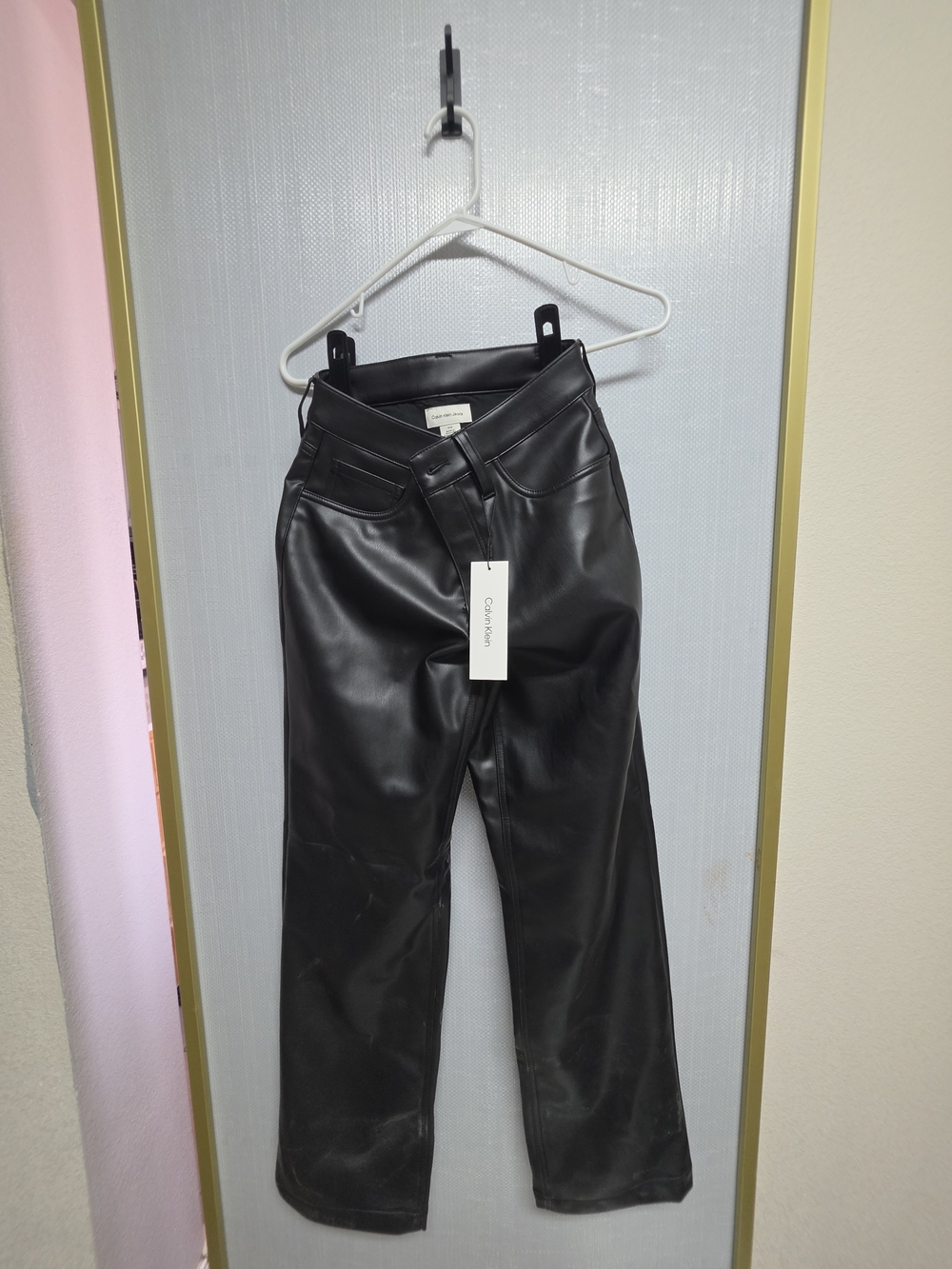 Calvin Klein Black Faux Leather Pants with Tag